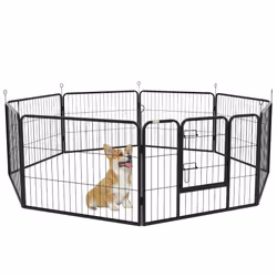 Pawhut Pet Pen Guinea Dog Pig Puppy Playpen Play House Steel Hutch Metal Black - Additional view 8
