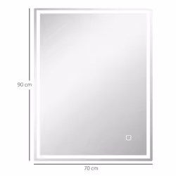 HOMCOM Illuminated Bathroom Mirror with LED Lights 3 Colours Defogging Film