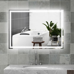 HOMCOM Illuminated Bathroom Mirror with LED Lights 3 Colours Defogging Film