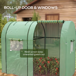 Outsunny Tomato Greenhouse with 2 Roll-up Doors, 185 x 94 x 150cm, Green