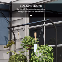 Outsunny 3 Tiered Plant Rack Stand with Hanging Hooks for Indoor Outdoor Use
