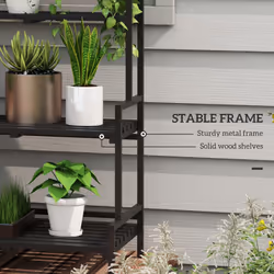 Outsunny 3 Tiered Plant Rack Stand with Hanging Hooks for Indoor Outdoor Use - Additional view 4