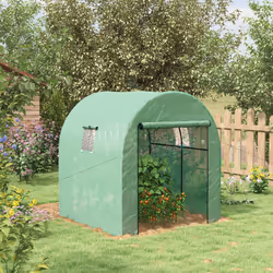 Outsunny 1.8 x 1.8 x 2m Polytunnel Greenhouse with Doors and Mesh Windows