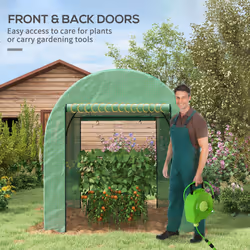 Outsunny 1.8 x 1.8 x 2m Polytunnel Greenhouse with Doors and Mesh Windows