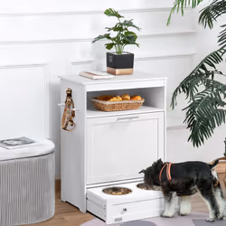 PawHut Pet Feeder Station, Dog Cat Food Storage Feeding Station, Food Cabinet