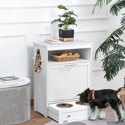 PawHut Pet Feeder Station, Dog Cat Food Storage Feeding Station, Food Cabinet