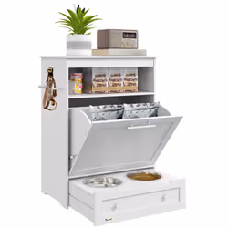 PawHut Pet Feeder Station, Dog Cat Food Storage Feeding Station, Food Cabinet - Additional view 8