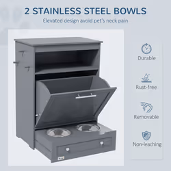 PawHut Pet Feeder Station, Dog Cat Food Storage Feeding Station, Food Cabinet