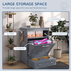 PawHut Pet Feeder Station, Dog Cat Food Storage Feeding Station, Food Cabinet