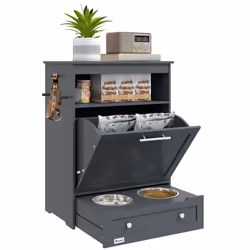 PawHut Pet Feeder Station, Dog Cat Food Storage Feeding Station, Food Cabinet - Additional view 8