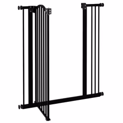 PawHut 74-87cm Adjustable Metal Pet Gate Safety Barrier w/ Auto-Close Door Black - Additional view 5