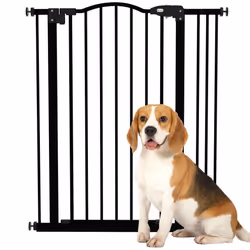 PawHut 74-87cm Adjustable Metal Pet Gate Safety Barrier w/ Auto-Close Door Black - Additional view 8