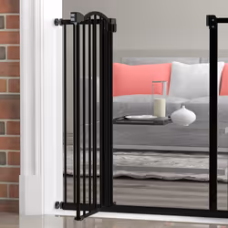 PawHut 74-94cm Adjustable Metal Pet Gate Safety Barrier w/ Auto-Close Door Black - Additional view 6