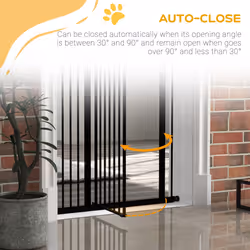 PawHut 74-94cm Adjustable Metal Pet Gate Safety Barrier w/ Auto-Close Door Black - Additional view 7