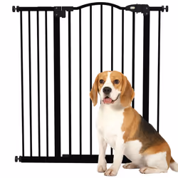 PawHut 74-94cm Adjustable Metal Pet Gate Safety Barrier w/ Auto-Close Door Black - Additional view 8