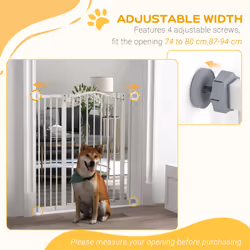 PawHut 74-94cm Adjustable Metal Pet Gate Safety Barrier w/ Auto-Close Door White - Additional view 4