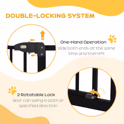 PawHut 74-100cm Adjustable Metal Pet Gate Safety Barrier w/Auto-Close Door Black