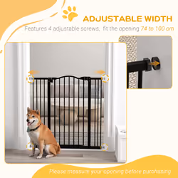 PawHut 74-100cm Adjustable Metal Pet Gate Safety Barrier w/Auto-Close Door Black - Additional view 4