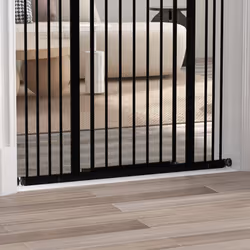 PawHut 74-100cm Adjustable Metal Pet Gate Safety Barrier w/Auto-Close Door Black - Additional view 6
