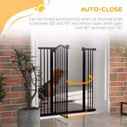 PawHut 74-100cm Adjustable Metal Pet Gate Safety Barrier w/Auto-Close Door Black - Additional view 7