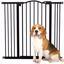 PawHut 74-100cm Adjustable Metal Pet Gate Safety Barrier w/Auto-Close Door Black - Additional view 8