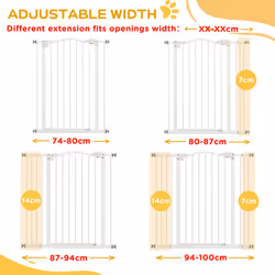 PawHut 74-100cm Adjustable Metal Pet Gate Safety Barrier w/Auto-Close Door White - Additional view 5