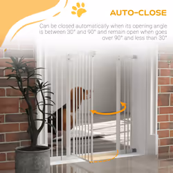PawHut 74-100cm Adjustable Metal Pet Gate Safety Barrier w/Auto-Close Door White - Additional view 7