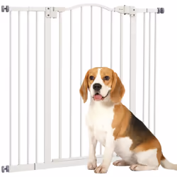 PawHut 74-100cm Adjustable Metal Pet Gate Safety Barrier w/Auto-Close Door White - Additional view 8