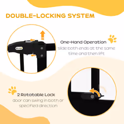 PawHut 74-80cm Adjustable Metal Pet Gate Safety Barrier w/ Auto-Close Black