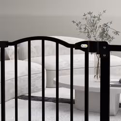 PawHut 74-80cm Adjustable Metal Pet Gate Safety Barrier w/ Auto-Close Black - Additional view 5