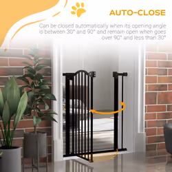 PawHut 74-80cm Adjustable Metal Pet Gate Safety Barrier w/ Auto-Close Black - Additional view 7