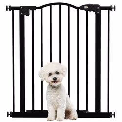 PawHut 74-80cm Adjustable Metal Pet Gate Safety Barrier w/ Auto-Close Black - Additional view 8