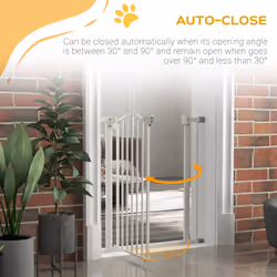 PawHut 74-80cm Adjustable Metal Pet Gate Safety Barrier w/ Auto-Close White - Additional view 7