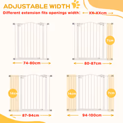 PawHut 74-100cm Adjustable Metal Pet Gate Safety Barrier w/ Auto-Close White - Additional view 4