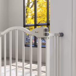 PawHut 74-100cm Adjustable Metal Pet Gate Safety Barrier w/ Auto-Close White - Additional view 5