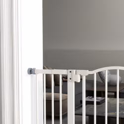 PawHut 74-100cm Adjustable Metal Pet Gate Safety Barrier w/ Auto-Close White - Additional view 6