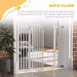 PawHut 74-100cm Adjustable Metal Pet Gate Safety Barrier w/ Auto-Close White - Additional view 7