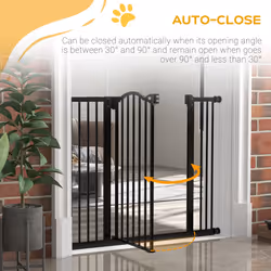 PawHut 74-100cm Adjustable Metal Pet Gate Safety Barrier w/ Auto-Close Black - Additional view 7