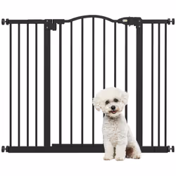 PawHut 74-100cm Adjustable Metal Pet Gate Safety Barrier w/ Auto-Close Black - Additional view 8