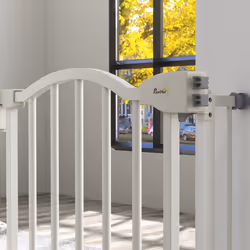 PawHut 74-94cm Adjustable Metal Pet Gate Safety Barrier w/ Auto-Close White - Additional view 5