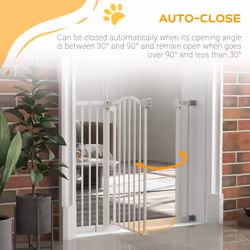 PawHut 74-94cm Adjustable Metal Pet Gate Safety Barrier w/ Auto-Close White - Additional view 7