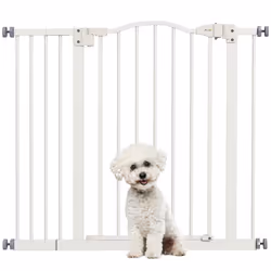PawHut 74-94cm Adjustable Metal Pet Gate Safety Barrier w/ Auto-Close White - Additional view 8