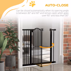 PawHut 74-94cm Adjustable Metal Pet Gate Safety Barrier w/ Auto-Close Black - Additional view 7