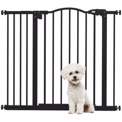 PawHut 74-94cm Adjustable Metal Pet Gate Safety Barrier w/ Auto-Close Black - Additional view 8