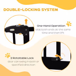 PawHut 74-87cm Adjustable Metal Pet Gate Safety Barrier w/ Auto-Close Black