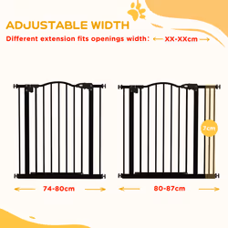 PawHut 74-87cm Adjustable Metal Pet Gate Safety Barrier w/ Auto-Close Black - Additional view 4