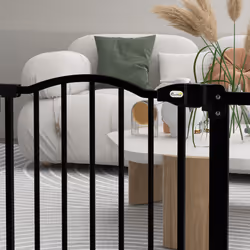 PawHut 74-87cm Adjustable Metal Pet Gate Safety Barrier w/ Auto-Close Black - Additional view 5
