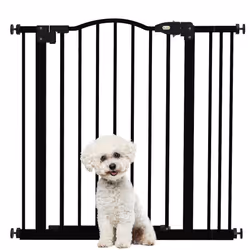 PawHut 74-87cm Adjustable Metal Pet Gate Safety Barrier w/ Auto-Close Black - Additional view 8