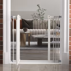 PawHut 74-87cm Adjustable Metal Pet Gate Safety Barrier w/ Auto-Close White - Additional view 6
