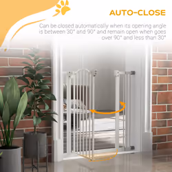 PawHut 74-87cm Adjustable Metal Pet Gate Safety Barrier w/ Auto-Close White - Additional view 7